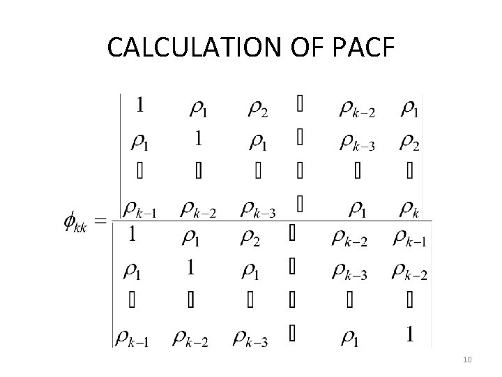 CALCULATION OF PACF 10 