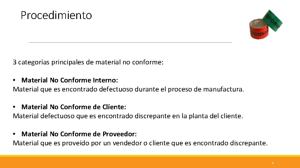Procedimiento de material no conforme Procedimiento QC005 S