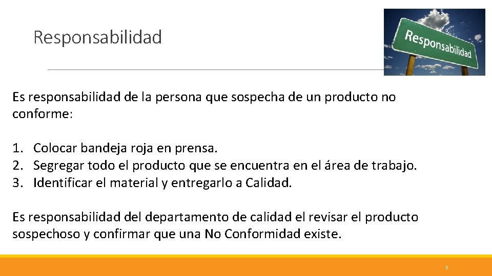 Procedimiento de material no conforme Procedimiento QC005 S