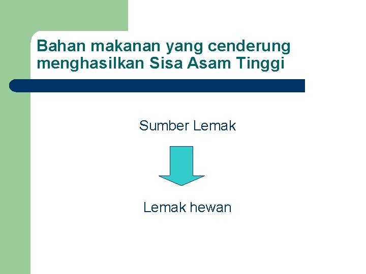 Bahan makanan yang cenderung menghasilkan Sisa Asam Tinggi Sumber Lemak hewan 