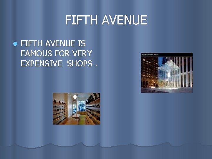 FIFTH AVENUE l FIFTH AVENUE IS FAMOUS FOR VERY EXPENSIVE SHOPS. 