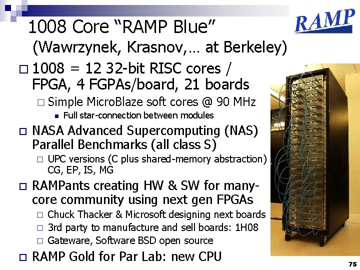 1008 Core “RAMP Blue” (Wawrzynek, Krasnov, … at Berkeley) o 1008 = 12 32