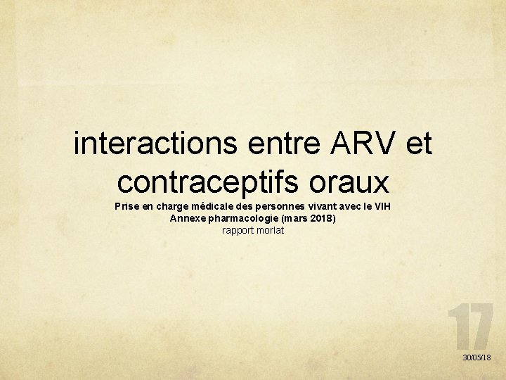 interactions entre ARV et contraceptifs oraux Prise en charge médicale des personnes vivant avec
