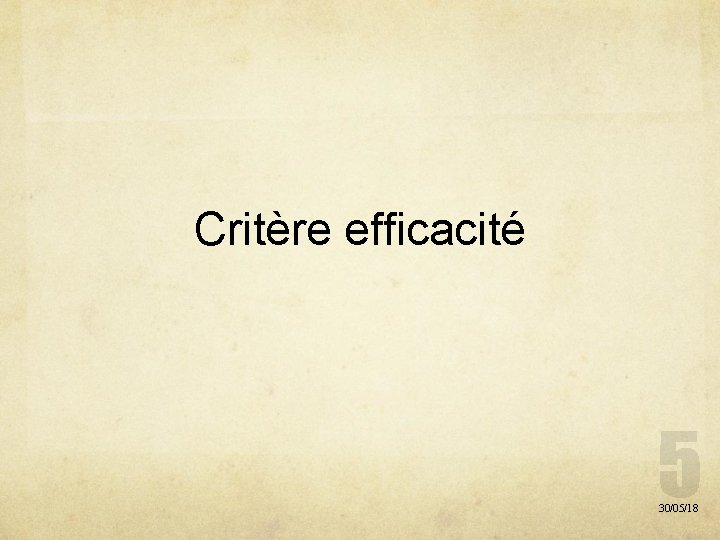 Critère efficacité 30/05/18 