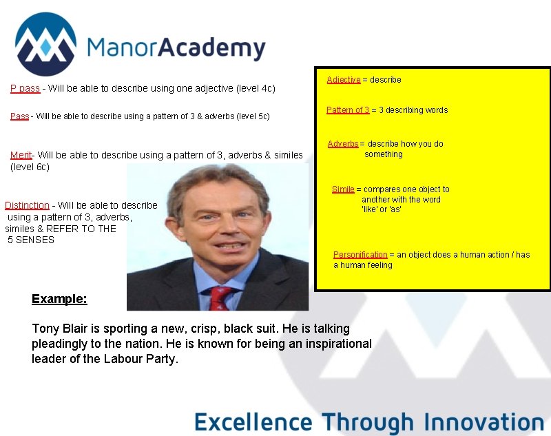 P pass - Will be able to describe using one adjective (level 4 c)