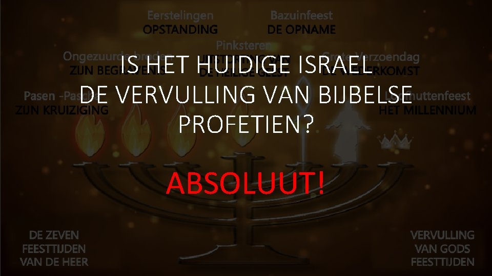 IS HET HUIDIGE ISRAEL DE VERVULLING VAN BIJBELSE PROFETIEN? ABSOLUUT! 