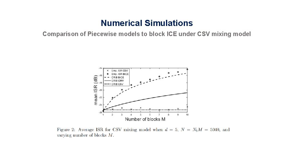 Numerical Simulations Comparison of Piecewise models to block ICE under CSV mixing model 