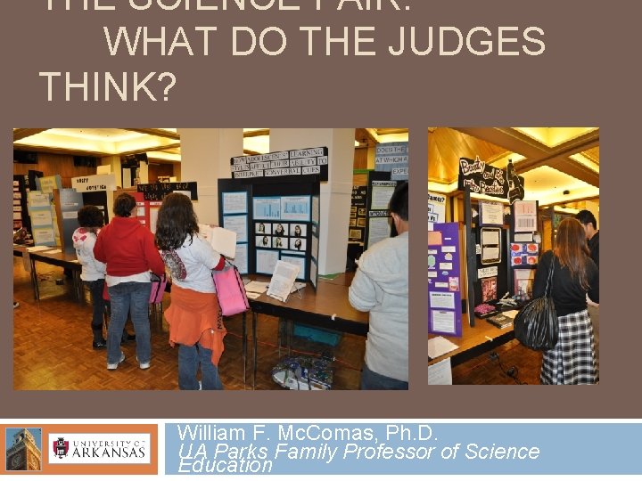THE SCIENCE FAIR: WHAT DO THE JUDGES THINK? William F. Mc. Comas, Ph. D.