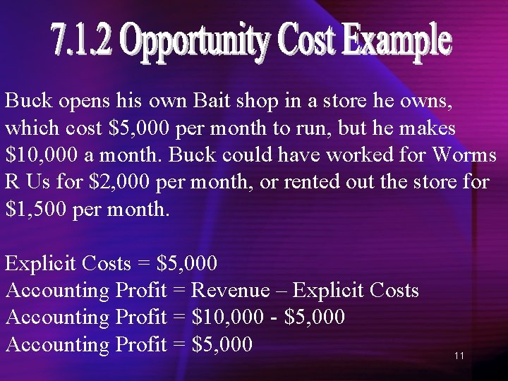 Buck opens his own Bait shop in a store he owns, which cost $5,