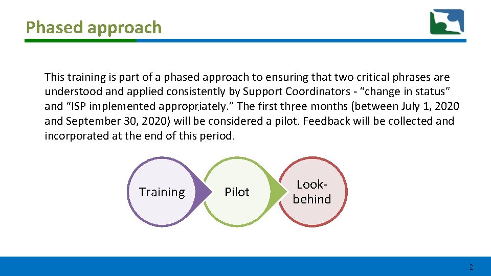 Phased approach This training is part of a phased approach to ensuring that two Phased approach This training is part of a phased approach to ensuring that two