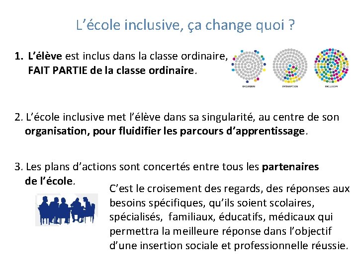 L’école inclusive, ça change quoi ? 1. L’élève est inclus dans la classe ordinaire, L’école inclusive, ça change quoi ? 1. L’élève est inclus dans la classe ordinaire,
