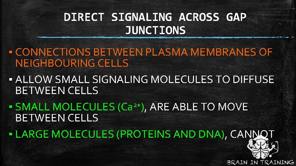 DIRECT SIGNALING ACROSS GAP JUNCTIONS ▪ CONNECTIONS BETWEEN PLASMA MEMBRANES OF NEIGHBOURING CELLS ▪