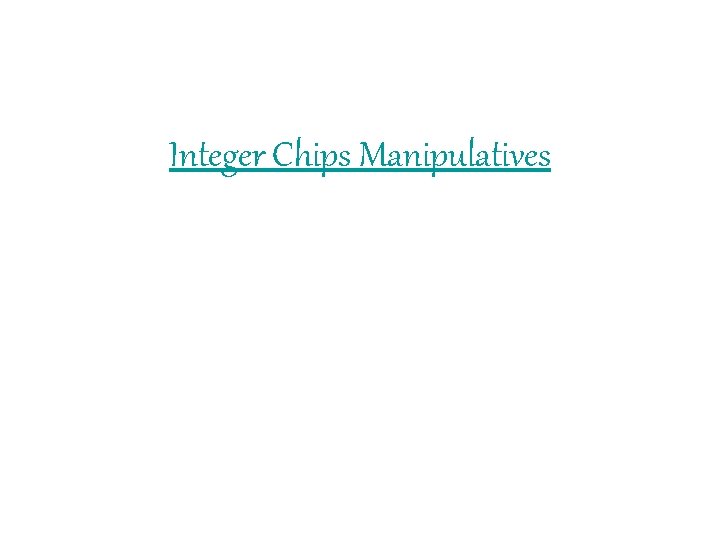 Integer Chips Manipulatives 