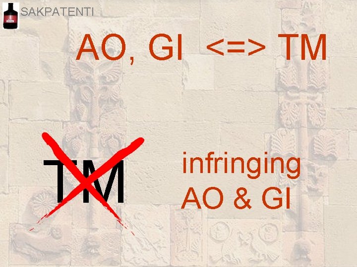 SAKPATENTI AO, GI <=> TM TM infringing AO & GI 