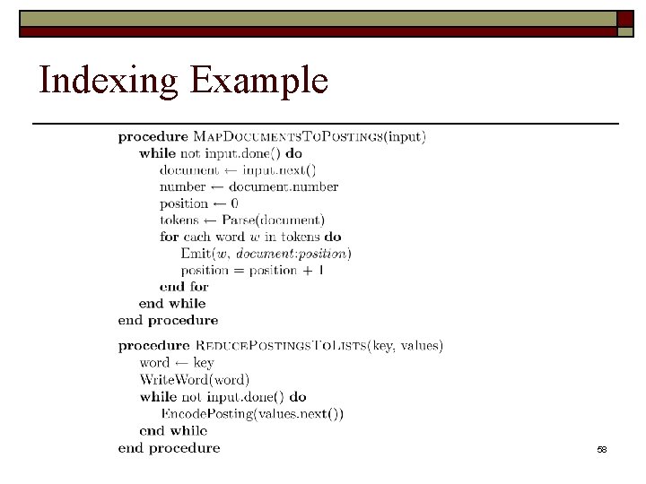 Indexing Example 58 