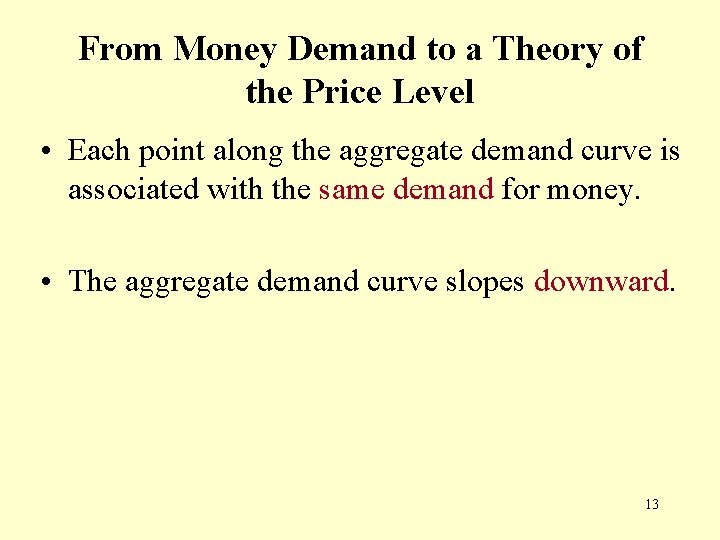 From Money Demand to a Theory of the Price Level • Each point along From Money Demand to a Theory of the Price Level • Each point along