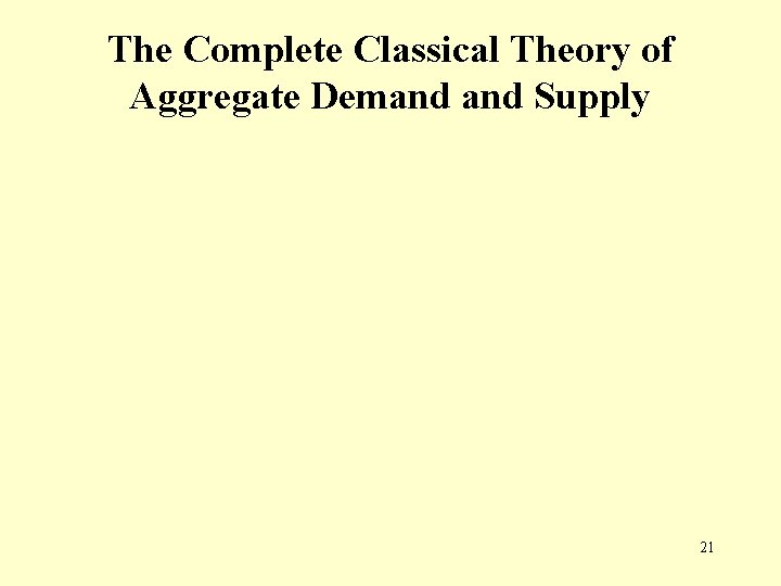 The Complete Classical Theory of Aggregate Demand Supply 21 The Complete Classical Theory of Aggregate Demand Supply 21