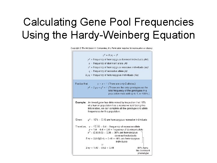 Calculating Gene Pool Frequencies Using the Hardy-Weinberg Equation 