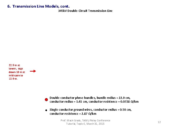 6. Transmission Line Models, cont. 345 k. V Double-Circuit Transmission Line 22. 9 m
