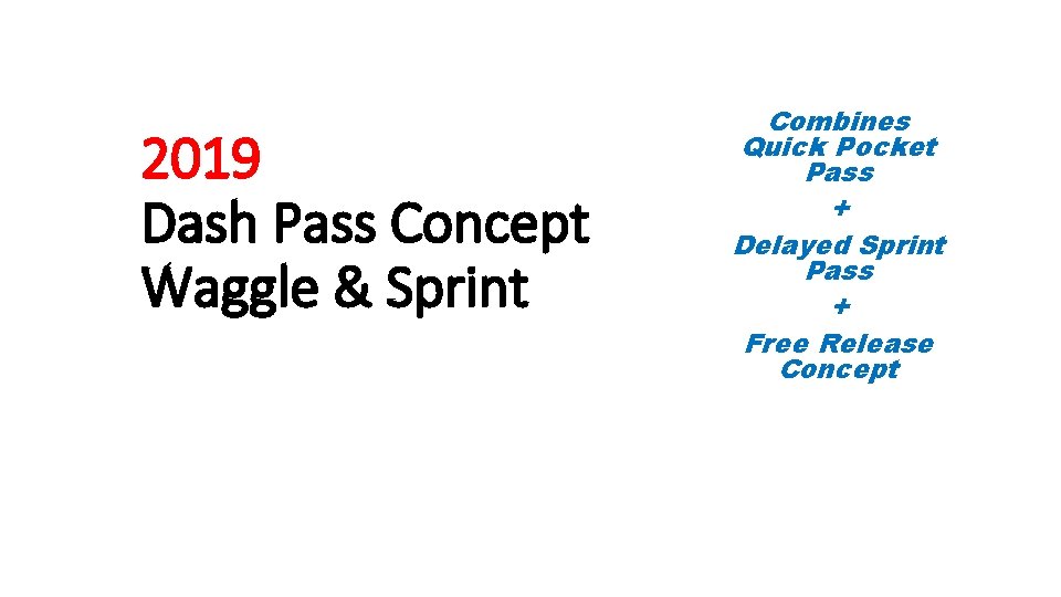 2019 Dash Pass Concept Waggle & Sprint Combines Quick Pocket Pass + Delayed Sprint