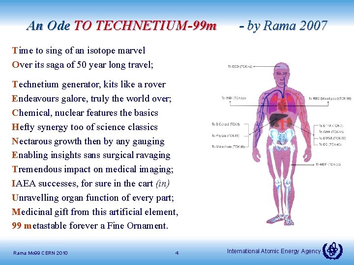 An Ode TO TECHNETIUM-99 m - by Rama 2007 Time to sing of an