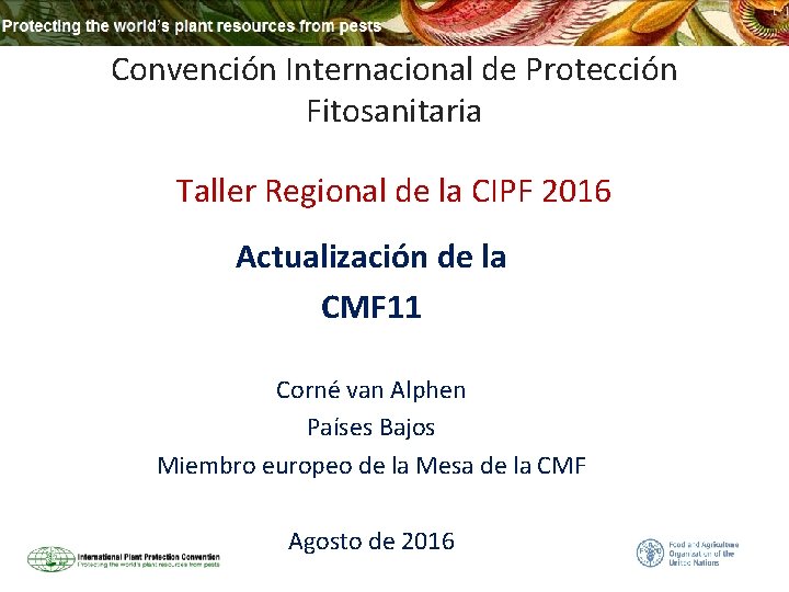 Convención Internacional de Protección Fitosanitaria Taller Regional de la CIPF 2016 Actualización de la