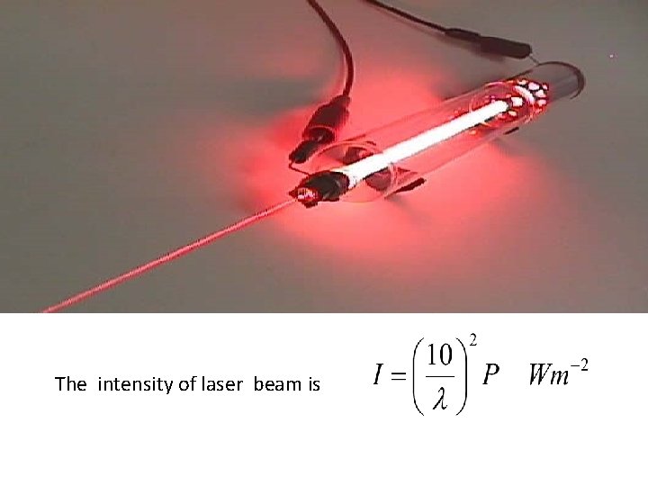 The intensity of laser beam is 