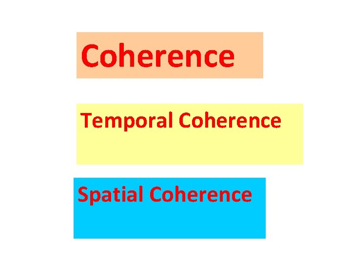 Coherence Temporal Coherence Spatial Coherence 