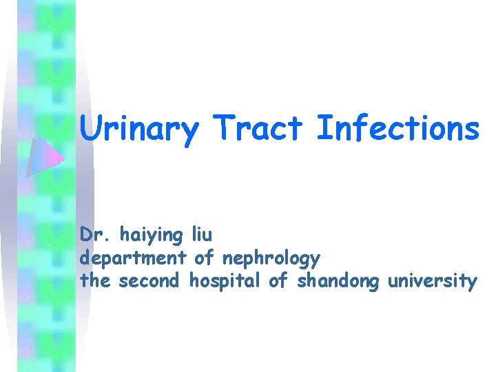 Urinary Tract Infections Dr. haiying liu department of nephrology the second hospital of shandong