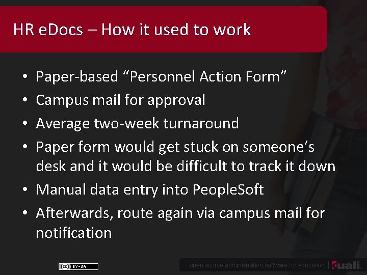 HR e. Docs – How it used to work Paper-based “Personnel Action Form” Campus