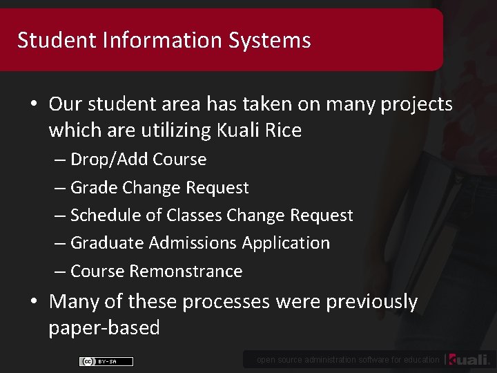 Student Information Systems • Our student area has taken on many projects which are