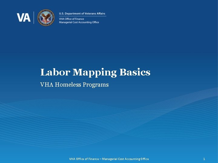 Labor Mapping Basics VHA Homeless Programs VHA Office of Finance – Managerial Cost Accounting