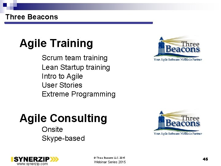 Three Beacons Agile Training Scrum team training Lean Startup training Intro to Agile User