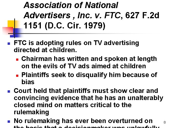 Association of National Advertisers , Inc. v. FTC, 627 F. 2 d 1151 (D.
