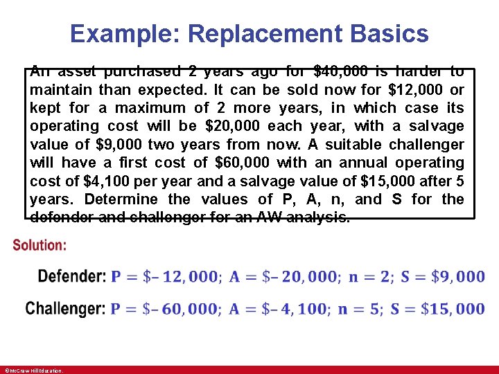 Example: Replacement Basics An asset purchased 2 years ago for $40, 000 is harder