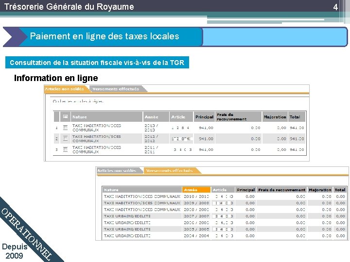 Trésorerie Générale du Royaume Paiement en ligne des taxes locales Consultation de la situation