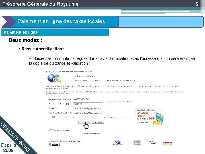 Trésorerie Générale du Royaume Paiement en ligne des taxes locales Paiement en ligne Deux