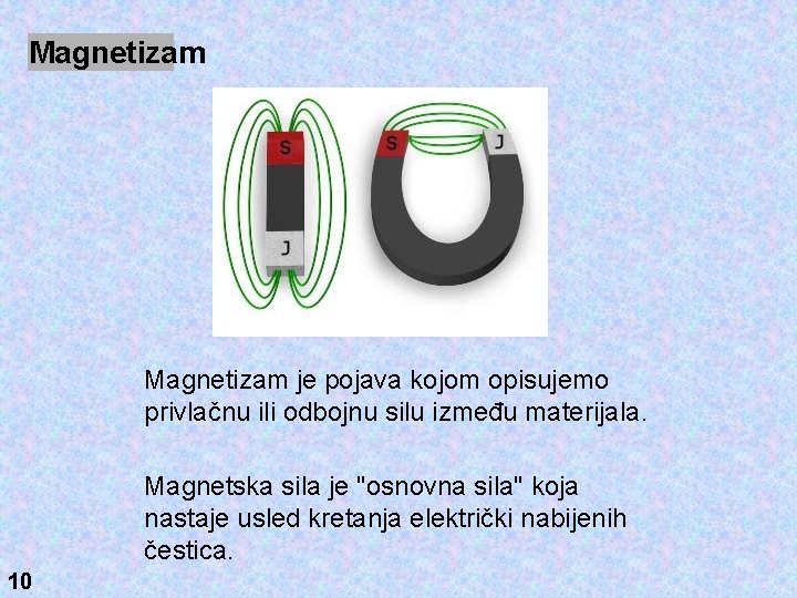 Magnetizam je pojava kojom opisujemo privlačnu ili odbojnu silu između materijala. Magnetska sila je