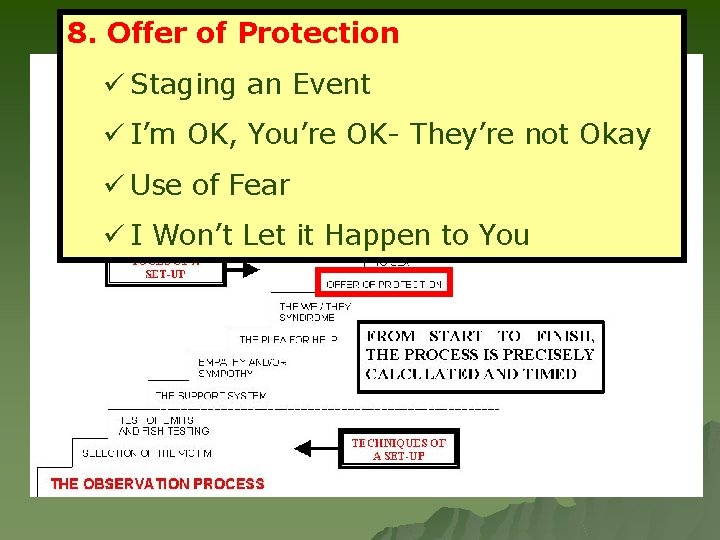8. Offer of Protection ü Staging an Event ü I’m OK, You’re OK- They’re