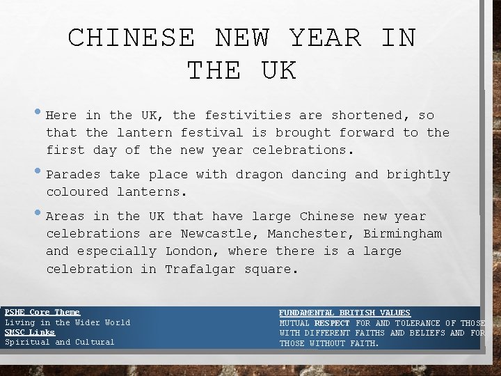 CHINESE NEW YEAR IN THE UK • Here in the UK, the festivities are