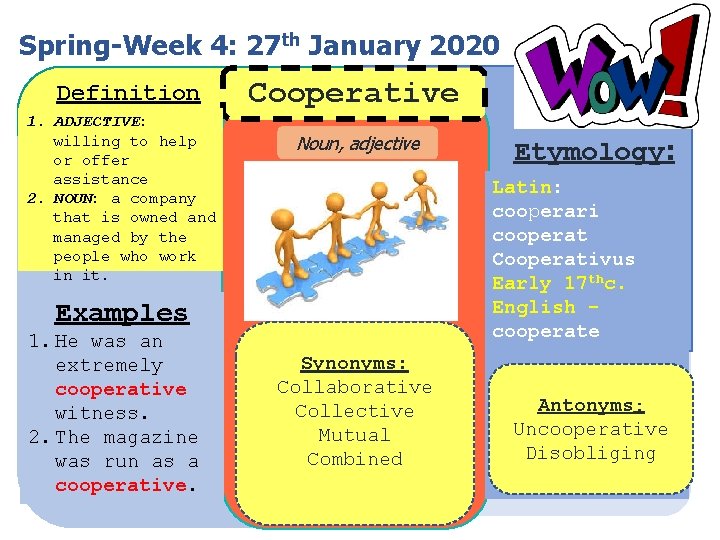 Spring-Week 4: 27 th January 2020 1. Definition ADJECTIVE: : willing to help or