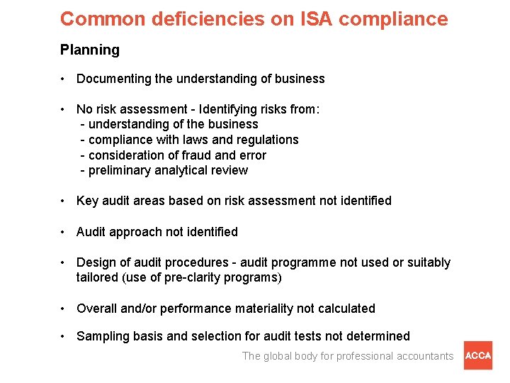 Iso Inspection Deficiency COMMON DEFICIENCIES ON ISQC 1 AND ISA COMPLIANCE