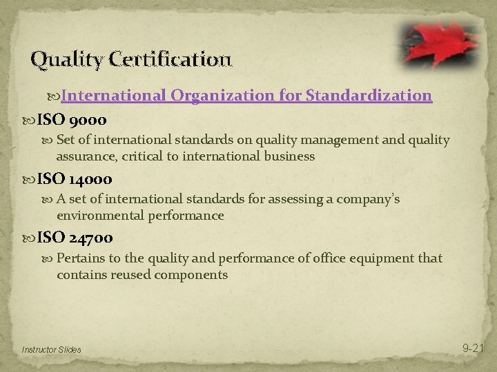 Quality Certification International Organization for Standardization ISO 9000 Set of international standards on quality