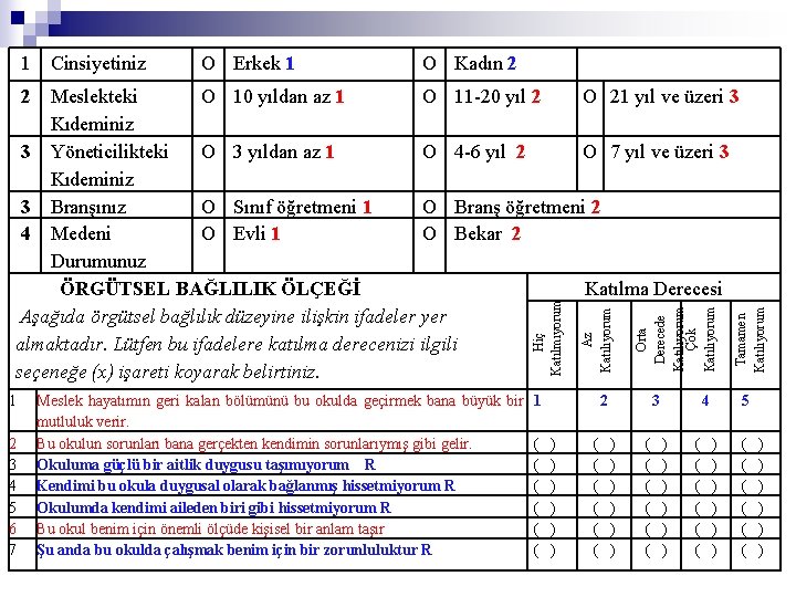 1 Cinsiyetiniz O Erkek 1 O Kadın 2 1 2 3 4 5 6