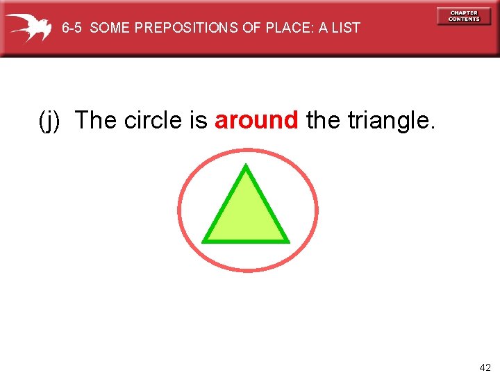 6 -5 SOME PREPOSITIONS OF PLACE: A LIST (j) The circle is around the