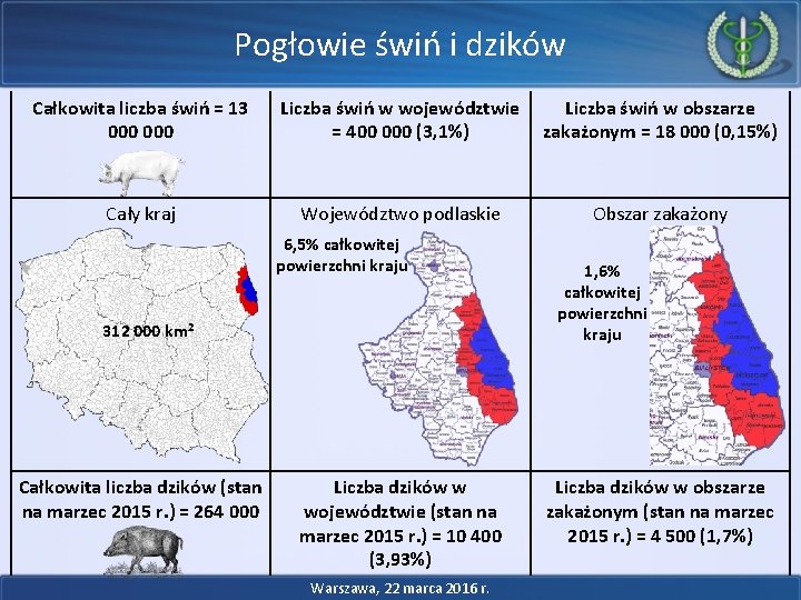 Pogłowie świń i dzików Całkowita liczba świń = 13 000 Liczba świń w województwie