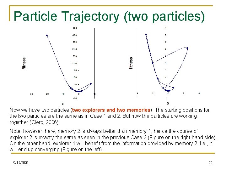 Particle Trajectory (two particles) Now we have two particles (two explorers and two memories).