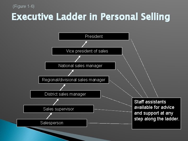 (Figure 1 -6) Executive Ladder in Personal Selling President Vice president of sales National (Figure 1 -6) Executive Ladder in Personal Selling President Vice president of sales National