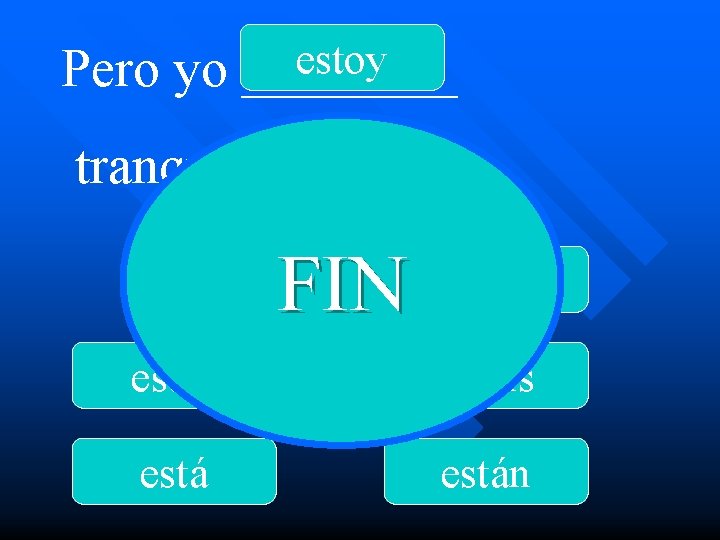 estoy Pero yo ____ ao tranquil____. FIN estamos estáis están 