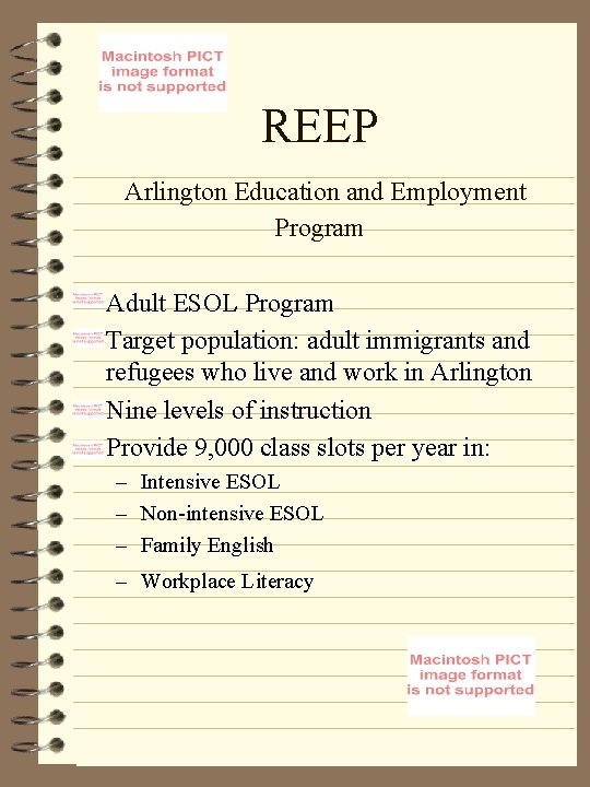 REEP Arlington Education and Employment Program • Adult ESOL Program • Target population: adult REEP Arlington Education and Employment Program • Adult ESOL Program • Target population: adult